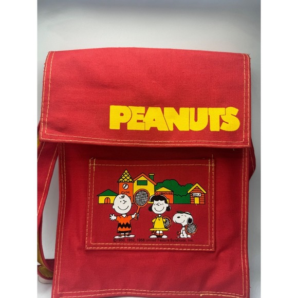 Vintage Peanuts Backpack Woodstock Snoopy Charlie Brown Satchel Canvas Bag. - Picture 3 of 12